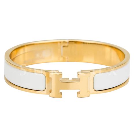 hermes clic clac h white|Hermes click clack bracelet price.